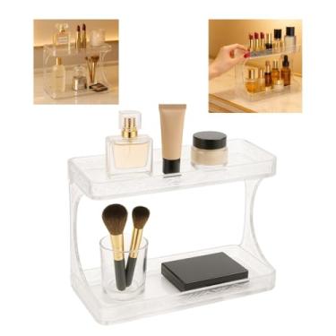 Imagem de Prateleira Multiuso Acrilico 2 Andares Organizadores Maquiagem Makes Quarto Banheiro Suporte Divisoria Transparente Acessorios Cosméticos Compacto Resistente Case Penteadeira Grande Premium Leve