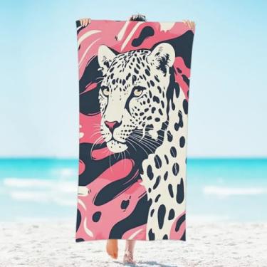 Imagem de KOBLEN Toalha de praia de guepardo grande - para mulheres e meninas, toalha de microfibra leve à prova de areia de secagem rápida, 78 x 154 cm, adequada para piscina e ioga toalha de banho