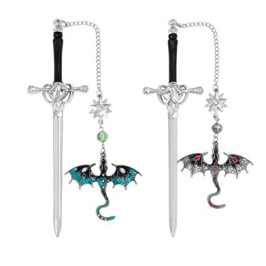 Imagem de Marcadores de página Fantasy Fourth Wing Dragon Sword – Marcadores de página para fãs da quarta asa, marcadores legais para homens, presentes de dragão para leitores masculinos como presentes de