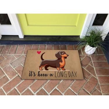 Imagem de GengDuCJ Capacho engraçado de boas-vindas para decoração interna externa 45,7 x 76,6 cm Tapete de entrada para porta da frente Tapete novidade para presente de aquecimento de casa (It's Been a Long