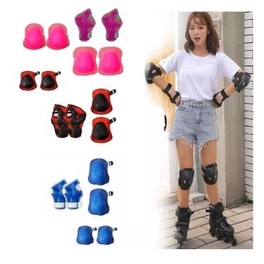 Imagem de Kit Proteção Infantil Joelheira Cotoveleira Protetor Pulso Radical Acessorios Skate Patins Bike Azul