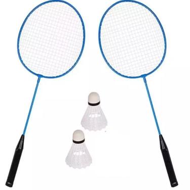 Imagem de Kit Badminton 2 Raquetes Peteca Jogo Frescobol Raqueteira Esporte Com Bolsa Transporte