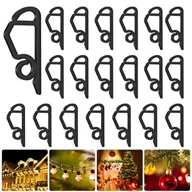 Imagem de SelfTek 120 peças de mini ganchos de plástico para calha pretos para uso ao ar livre, clipes de luz de Natal à prova de intempéries, clipes de pendurar para festas, festivais, Natal, decoração, cordão de luzes