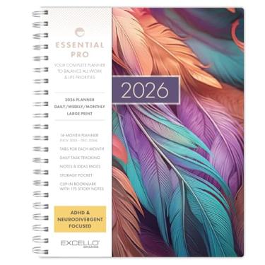 Imagem de Essential PRO 2026 Agenda diária, semanal e mensal, 21,5 x 28 cm: 14 meses (novembro de 2025 a dezembro de 2026) abas mensais, rastreamento diário, páginas de notas, bolso de armazenamento, marcador