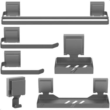 Imagem de Kit Acessórios Banheiro Com Ventosa Preto 6 Peças Duplo Max