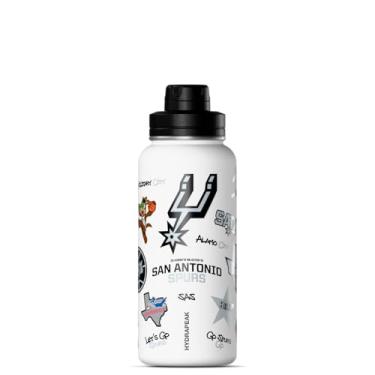 Imagem de Hydrapeak Garrafa de água ativa San Antonio Spurs 947 ml oficialmente licenciada pela NBA com tampa Chug de aço inoxidável reutilizável com isolamento de parede dupla, presente esportivo