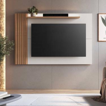 Imagem de Painel para Tv 65 Polegadas com Detalhe Ripado Arkansas Freijó/Off White