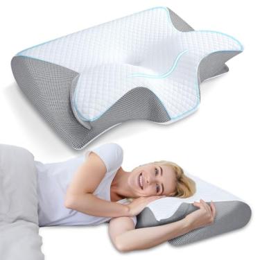 Imagem de Travesseiro Cervical Ortopédico de Espuma de Memória – Ergonômico para Alívio da Dor no Pescoço e Costas – Suporte para Dormir de Lado, Costas e Estômago