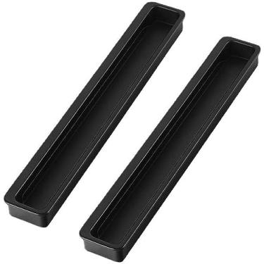 Imagem de Puxadores de porta deslizantes, alça embutida, 2 maçanetas invisíveis de liga de alumínio embutida, puxadores de porta deslizantes embutidos, puxadores de armário de gaveta embutidos, maçanetas de