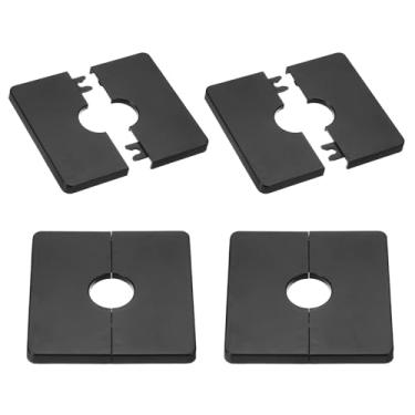 Imagem de PATIKIL Flange de parede 86 mm / 3,4" OD, 4 peças capa de placa de escudo quadrado PPR placas de cobertura de encanamento com fita autoadesiva para torneira de tubo de água de 22 mm / 0,9" de diâmetro