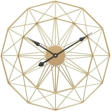 Imagem de WYUYIWH Relógio de parede, arte moderna, relógio de parede, decoração para sala de estar, 3D, feito à mão, silencioso, sem tique-taque, criativo quartzo, relógio de decoração de parede (dourado, 60 cm