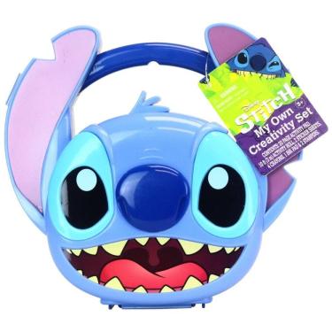 Imagem de Kit de Criatividade Disney Stitch com Giz de Cera Vibrante, Almofada de Tinta e Carimbos para Crianças a Partir de 3 Anos, Tara Toy, Azul