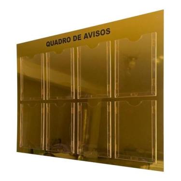 Imagem de Quadro Avisos Informativo Gestão 8 Displays A4 Acm Dourado - DC Mult-M