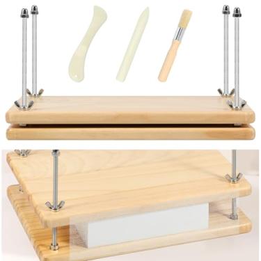 Imagem de Prensa de livros, prensa de livros de madeira de bambu, kit de prensa de encadernação multifuncional para prensa de livros portátil feita à mão para escritório, escola, casa, encadernação de livros