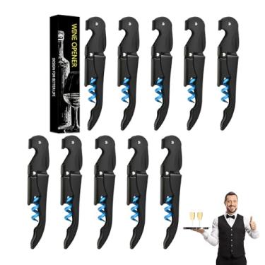 Imagem de Abridor de vinho saca-rolhas de garçom, chave de vinho profissional para garçons, barman com cortador de alumínio, abridor manual de garrafas de vinho com dobradiça dupla (5, preto azul)