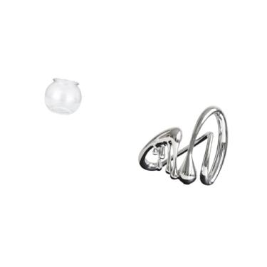 Imagem de Fenteer Escultura Minimalista Transparente para Aquário, Pequeno Vaso Redondo para Aquário, Ornamento de Arte Abstrata para Escritório, Casa, Mesa, Estante, D