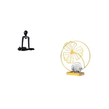 Imagem de Fenteer Escultura de Pensador de Folha Abstrata, Estatueta de Ferro, Ornamento Decorativo de Mesa, Estátua para Armário, Quarto, Estante, Lareira, Escritório,