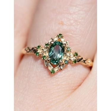 Imagem de Anel moderno banhado a ouro com pedra de zircônia cúbica verde, presente ideal para amantes de amigos da família