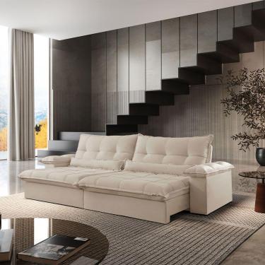 Imagem de Sofá Vega 02 Módulos De 120cm Br 25cm Meu Sofá Online A294 Linho Creme