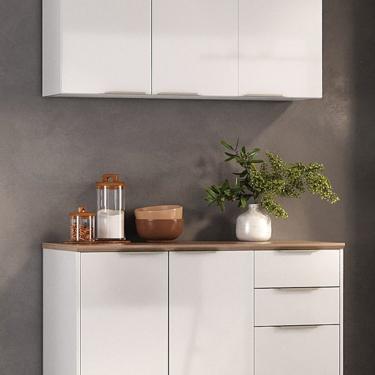 Imagem de Cozinha Em Aço 2 Peças 5 Portas 2 Gavetas Renova Itatiaia Branco