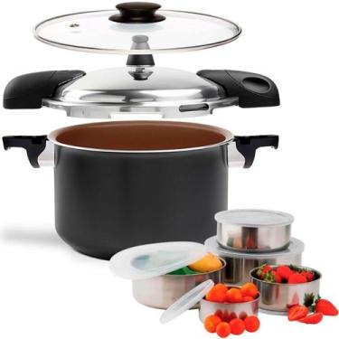 Imagem de Panela De Pressão 2 Em 1 Brinox Pressure 5,4 Litros Com Fundo Triplo E