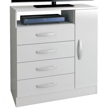 Imagem de Cômoda Delta Com 1 Porta E 4 Gavetas Atualle Móveis Branco Brilho