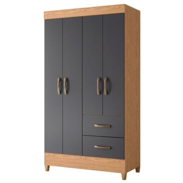 Imagem de Guarda Roupa Mobi 4 Portas E 2 Gavetas Freijó/titanium - Móveis Albatroz Freijó/titanium
