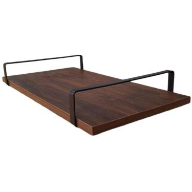 Imagem de Bandeja Decorativa Castanho Com Borda Infinita Alça Preta