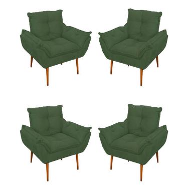 Imagem de Kit 04 Cadeiras Poltronas De Luxo Opala Sala, Quarto Cor:verde