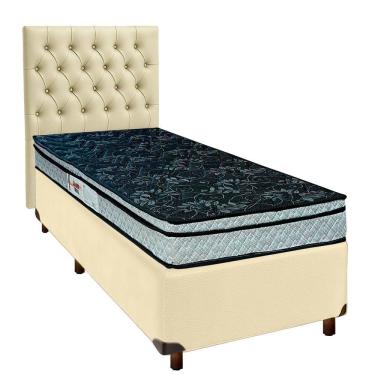 Imagem de Conjunto Cama Box Bege Solteiro + Colchão D28 Conforto Paropas + Cabeceira