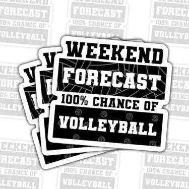 Imagem de Adesivo de vôlei com 3 peças Weekend Forecast – 100% Chance of Volleyball Funny Sport Quote Vinil Decalque Impermeável para Laptop, Garrafa de Água, Armário, Capacete – Presente para Jogadores – 7,6