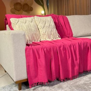 Imagem de Manta para Sofá King Gigante 300 x 180 100% Algodão Protetor e Decorativo – Conforto e Elegância para Sua Sala (King Rosa Pink)