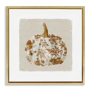 Imagem de Stupell Industries Arte de parede Harvest Pumpkin with Floral Pattern Black Framed Floater Canvas Design por Livi Finn, 25 x 25