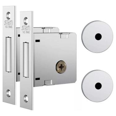 Imagem de Fechadura Trava Auxiliar Tetra Stam 1004 Par Inox Cromado