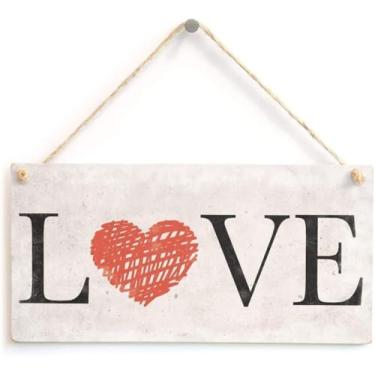 Imagem de Sinais de madeira rústica amor aniversário romântico dia dos namorados sinais de casamento amor coração design placa arte decoração cozinha café pub decoração presente 6x12 polegadas