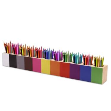 Imagem de Organizador Porta-Lápis de Cor Madeira, 11 Compartimentos Organizador de Mesa Montessori Suporte para Caneta Marcadora para Crianças