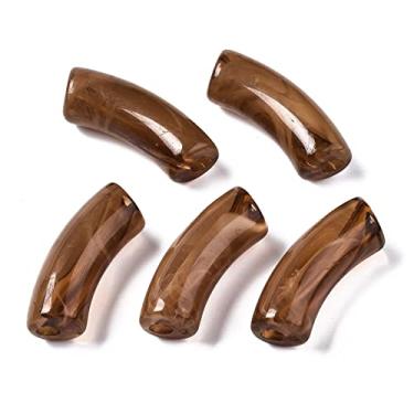 Imagem de Spritewelry 155 peças/500 g contas de acrílico transparentes imitação de pedra preciosa curva contas de tubo superfície lisa espaçador solto contas de Siena para pulseira faça você mesmo joias