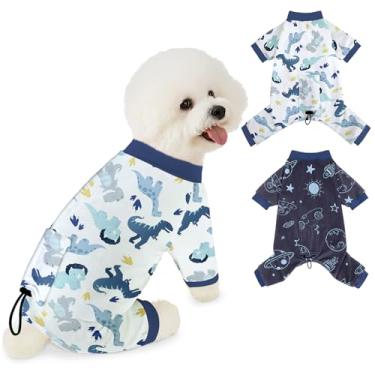 Imagem de Hedgeink Pacote com 2 pijamas para cães pequenos, roupas para cachorros, macacões para filhotes