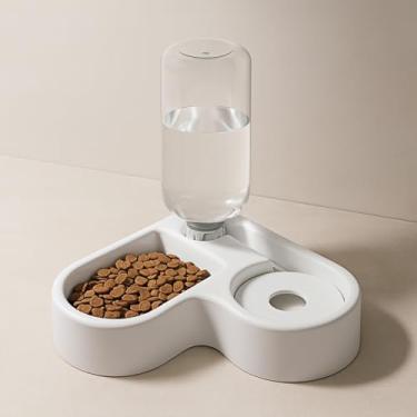 Imagem de Tigela de água para gatos em forma de coração com dispensador automático, alimentador 2 em 1 de ração para animais de estimação e água para gatos e cães pequenos, design de boca antiumidade