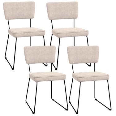 Imagem de Kit 04 Cadeiras De Jantar Allana L02 Suede Bege