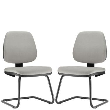 Imagem de Kit 02 Cadeiras Para Escritório Job L02 Fixa Linho Cinza