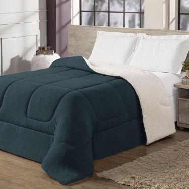 Imagem de Coberdrom Cobertor Solteiro 1 Peça Maya Manta Soft E Sherpa De Carneiro 100% Poliéster Cor:azul