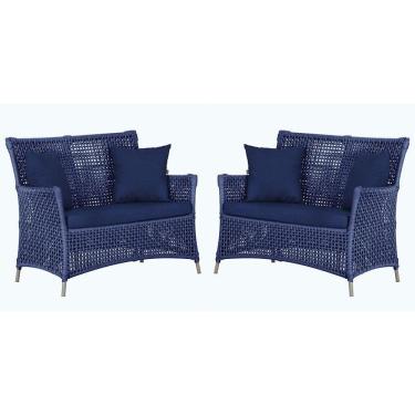 Imagem de 2 Sofás área Externa Igapó Alumínio Fendi Corda Náutica E10 Azul