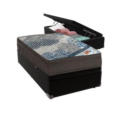 Imagem de Ortobom Solteiro Molas Ensacadas D26 Base Box Baú Bege Preto