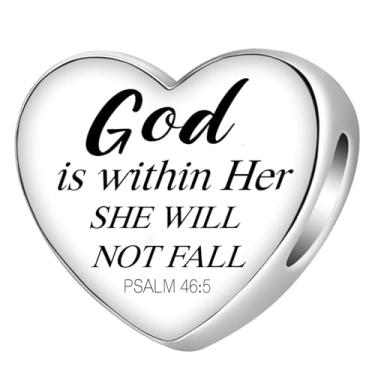 Imagem de Bíblia Família Mãe Esposa Amor Coração Pingente Berloques Pulseiras e Colar Pingente Contas Joias Presentes para Mulheres Bestie Família Amigas, Aço inoxidável, Sem Pedra Preciosa