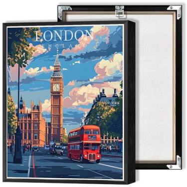 Imagem de Pôster retrô de Londres em tela Elizabeth Tower Big Ben arte de parede da cidade da Inglaterra impressão de paisagem pintura para sala de estar quarto dormitório decoração de parede 20 x 30 cm sem