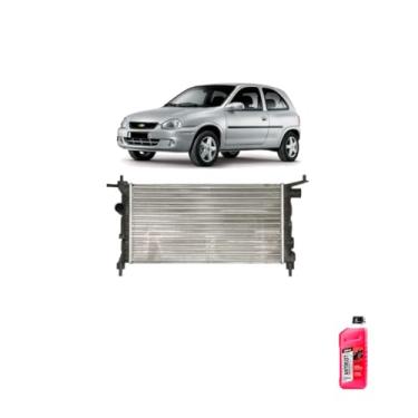 Imagem de Kit Radiador GM Corsa 94/02 8V Sem Ar + Aditivo DNK Rosa Concentrado Antirust
