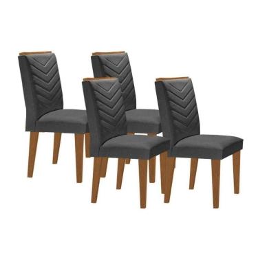 Imagem de Kit 4 Cadeiras De Cozinha Londrina 4 Un Capuccino Linho Grafite Rufato