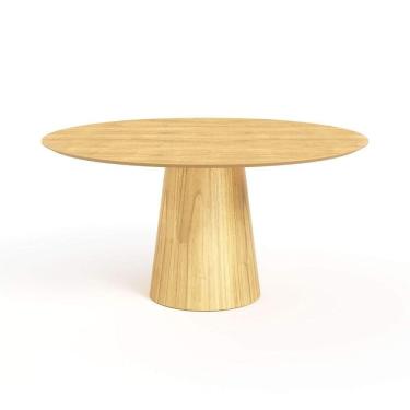 Imagem de Mesa De Jantar Redonda 160cm Scandi 8 Lugares Lamina Natural De Madeira Damasco