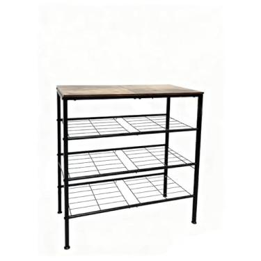 Imagem de Tujurich Sapateira de 4 camadas para entrada, quarto e sala de estar – Organizador de armazenamento de sapatos resistente com pés niveladores ajustáveis, design compacto (68 x 30 x 66 cm), marrom